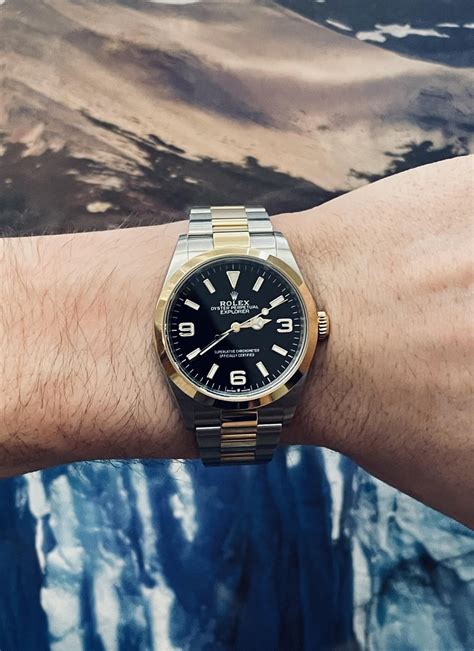 rolex explorer 2 tone|rolex explorer 36mm two tone.